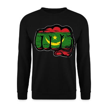 Mauritania flag fist used - Unisex Sweatshirt - black - Front - Alina (178cm) & Michal (187cm)
