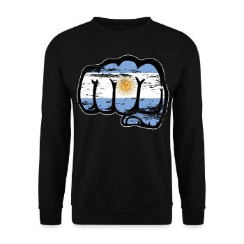 Argentina flag fist used - Unisex Sweatshirt - black - Front - Alina (178cm) & Michal (187cm)