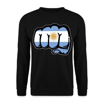 Argentina Flag Fist - Unisex Sweatshirt - black - Front - Alina (178cm) & Michal (187cm)