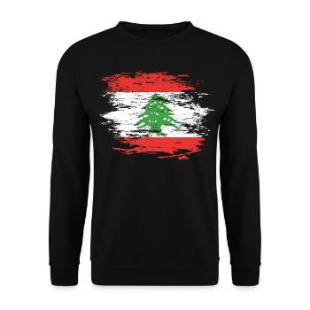 Libanon Flagge used - Unisex Pullover - Schwarz - Vorne - Alina (178cm) & Michal (187cm)