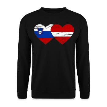 Slovénie Lettonie drapeau coeur utilisé - Sweat-shirt Unisexe - noir - Devant - Alina (178cm) & Michal (187cm)
