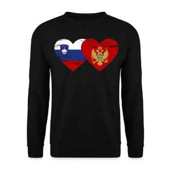 Slovenia Montenegro Flag Heart used - Unisex Sweatshirt - black - Front - Alina (178cm) & Michal (187cm)