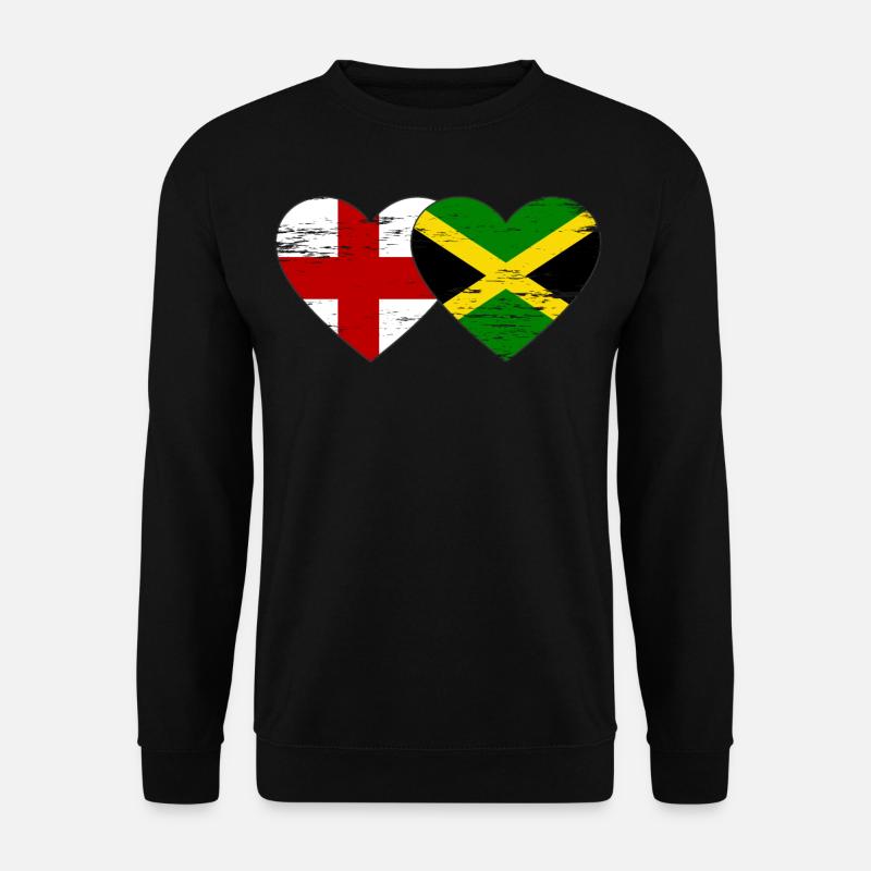 Angleterre Jamaïque drapeau coeur utilisé - Sweat-shirt Unisexe - noir