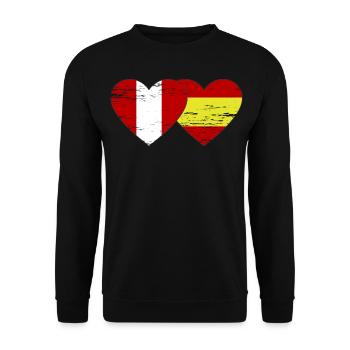 Peru Spain flag heart used - Unisex Sweatshirt - black - Front - Alina (178cm) & Michal (187cm)