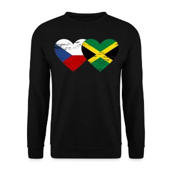 République tchèque Jamaïque Drapeau Coeur utilisé - Sweat-shirt Unisexe - noir - Devant - Alina (178cm) & Michal (187cm)
