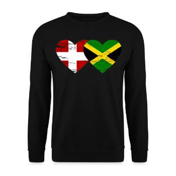 Denmark Jamaica flag heart used - Unisex Sweatshirt - black - Front - Alina (178cm) & Michal (187cm)