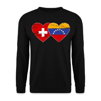 Switzerland Venezuela flag heart used - Unisex Sweatshirt - black - Front - Alina (178cm) & Michal (187cm)