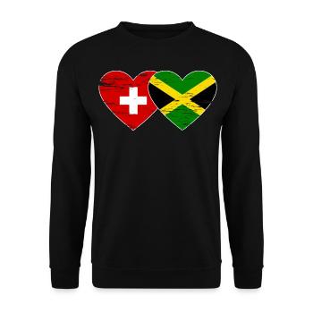 Suisse Jamaïque Drapeau Coeur utilisé - Sweat-shirt Unisexe - noir - Devant - Alina (178cm) & Michal (187cm)