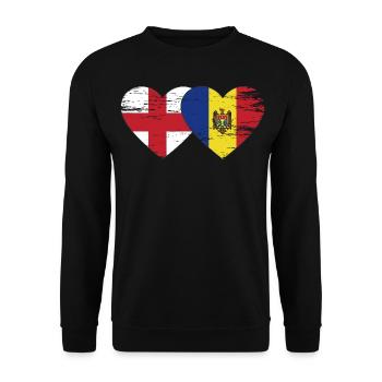 England Moldau Flagge Herz used - Unisex Pullover - Schwarz - Vorne - Alina (178cm) & Michal (187cm)