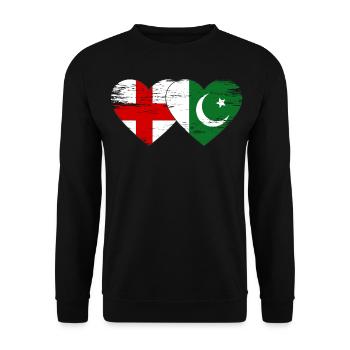 England Pakistan Flag Heart - Unisex Sweatshirt - black - Front - Alina (178cm) & Michal (187cm)