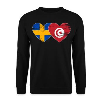 Suède Tunisie drapeau coeur utilisé - Sweat-shirt Unisexe - noir - Devant - Alina (178cm) & Michal (187cm)