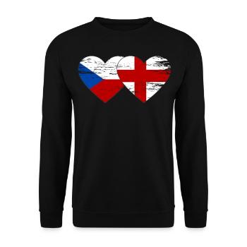 Czech Republic England Flag Heart used - Unisex Sweatshirt - black - Front - Alina (178cm) & Michal (187cm)
