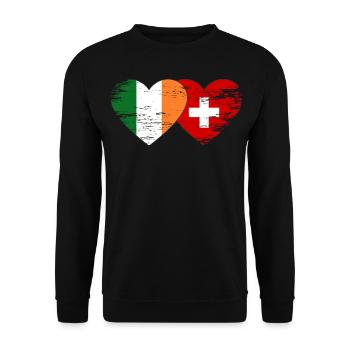 Ireland Switzerland Flag Heart - Unisex Sweatshirt - black - Front - Alina (178cm) & Michal (187cm)