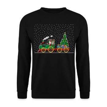Christmas procession with Santa Claus and reindeer - Unisex Sweatshirt - black - Front - Alina (178cm) & Michal (187cm)