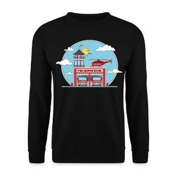 Hélicoptère et camion de pompiers - Sweat-shirt Unisexe - noir - Devant - Alina (178cm) & Michal (187cm)