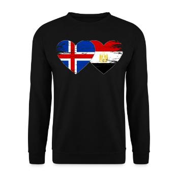 Iceland Egypt Flag Hands Heart Shape Used - Unisex Sweatshirt - black - Front - Alina (178cm) & Michal (187cm)