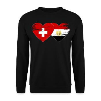 Switzerland Egypt Flag Hands Heart Shape Used - Unisex Sweatshirt - black - Front - Alina (178cm) & Michal (187cm)