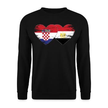 Croatia Egypt Flag Hands Heart Shape Used - Unisex Sweatshirt - black - Front - Alina (178cm) & Michal (187cm)
