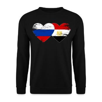 Russia Egypt Flag Hands Heart Shape Used - Unisex Sweatshirt - black - Front - Alina (178cm) & Michal (187cm)