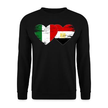 Italy Egypt Flag Hands Heart Shape Used - Unisex Sweatshirt - black - Front - Alina (178cm) & Michal (187cm)