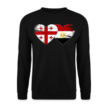 Géorgie Égypte Drapeau Mains Coeur Forme Utilisé - Sweat-shirt Unisexe - noir - Devant - Alina (178cm) & Michal (187cm)