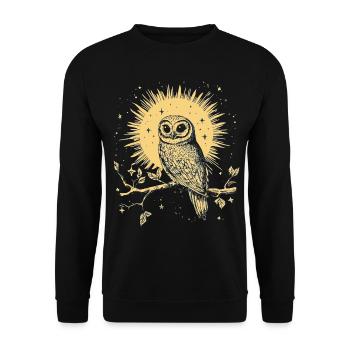 Owl Eagle Owl Bird Night Bird Animal Night Moon Nature - Unisex Sweatshirt - black - Front - Alina (178cm) & Michal (187cm)