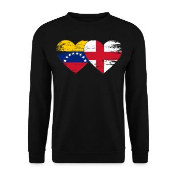 Venezuela England flag hands heart shape used - Unisex Sweatshirt - black - Front - Alina (178cm) & Michal (187cm)
