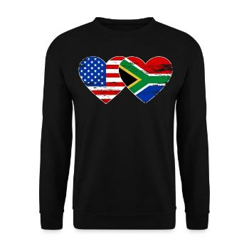 USA South Africa Flag Heart Shape Used - Unisex Sweatshirt - black - Front - Alina (178cm) & Michal (187cm)
