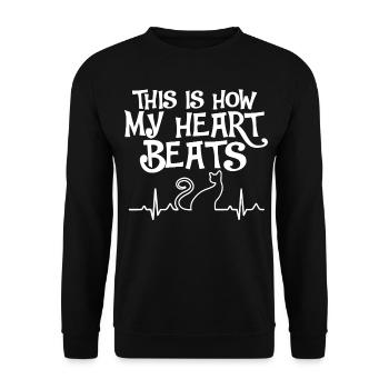 Cat Lover This Is How My Heart Beats - Unisex Sweatshirt - black - Front - Alina (178cm) & Michal (187cm)