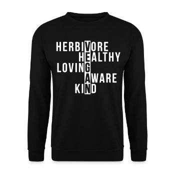 Vegan Meaning Healthy Loving - Unisex Sweatshirt - black - Front - Alina (178cm) & Michal (187cm)