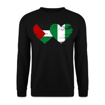 Drapeau de la Palestine et du Nigeria utilisé - Sweat-shirt Unisexe - noir - Devant - Alina (178cm) & Michal (187cm)