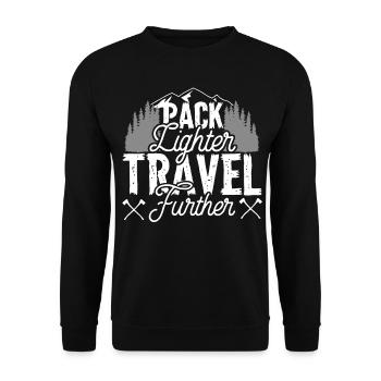 Hiking Pack Lighter Travel Further - Unisex Sweatshirt - black - Front - Alina (178cm) & Michal (187cm)