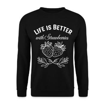 La vie est meilleure avec les fraises - Sweat-shirt Unisexe - noir - Devant - Alina (178cm) & Michal (187cm)