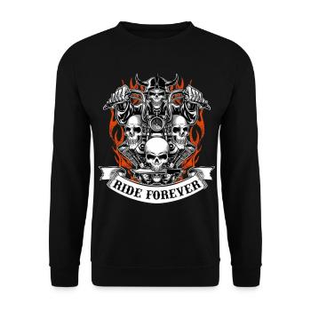 Motorradfahrer - Unisex Pullover - Schwarz - Vorne - Alina (178cm) & Michal (187cm)