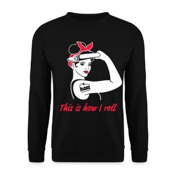 bake women power feminism funny baker - Unisex Sweatshirt - black - Front - Alina (178cm) & Michal (187cm)