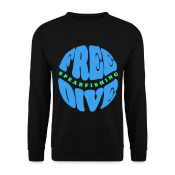 Freitauch- und Speerfischen Typografie - Unisex Pullover - Schwarz - Vorne - Alina (178cm) & Michal (187cm)