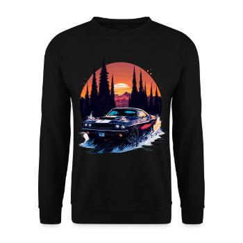 Klassischer Sportwagen - Unisex Pullover - Schwarz - Vorne - Alina (178cm) & Michal (187cm)