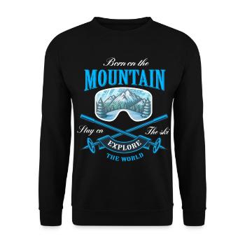 Born on the Mountain - Unisex Sweatshirt - black - Front - Alina (178cm) & Michal (187cm)
