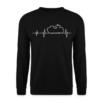 Simson Spatz EKG Pulse of Life - Unisex Pullover - Schwarz - Vorne - Alina (178cm) & Michal (187cm)