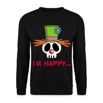 Clown Totenschädel - Unisex Pullover - Schwarz - Vorne - Alina (178cm) & Michal (187cm)