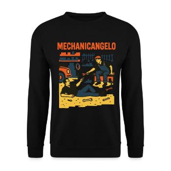 Mechanicangelo Lustige Garage Kunst Parodie Auto Liebhaber - Unisex Pullover - Schwarz - Vorne - Alina (178cm) & Michal (187cm)