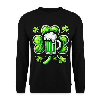 Green Pastel St. Patrick's Beer Design - Unisex Sweatshirt - black - Front - Alina (178cm) & Michal (187cm)