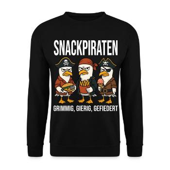 Snackpiraten Möwen Nordsee Ostsee Lustig - Unisex Pullover - Schwarz - Vorne - Alina (178cm) & Michal (187cm)
