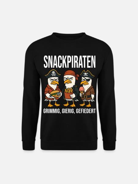 Snackpiraten Möwen Nordsee Ostsee Lustig - Unisex Pullover - Schwarz
