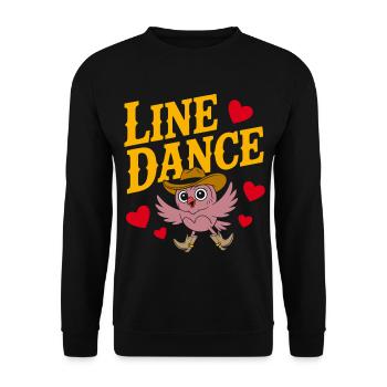 Linedance Eule mit Hut - Unisex Pullover - Schwarz - Vorne - Alina (178cm) & Michal (187cm)