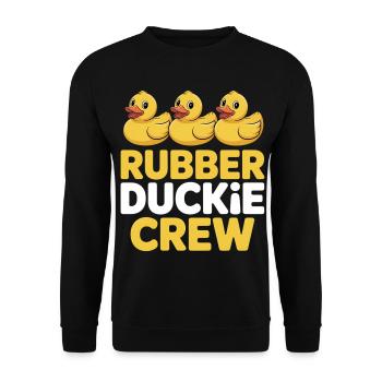 GummiEnte Crew Typo Shirt - Unisex Pullover - Schwarz - Vorne - Alina (178cm) & Michal (187cm)