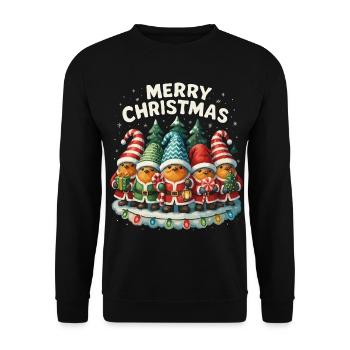Funny Robin Christmas Gift Cute - Unisex Sweatshirt - black - Front - Alina (178cm) & Michal (187cm)