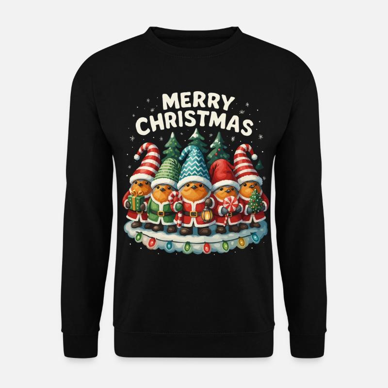 Lustiges Rotkehlchen Weihnachten Geschenk Süß - Unisex Pullover - Schwarz