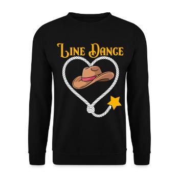Line Dance Herz und Cowboyhut - Unisex Pullover - Schwarz - Vorne - Alina (178cm) & Michal (187cm)