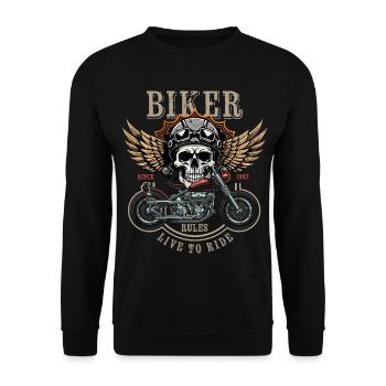 Biker Rules - Since 1967 - Live to Ride - Unisex Sweatshirt - black - Front - Alina (178cm) & Michal (187cm)